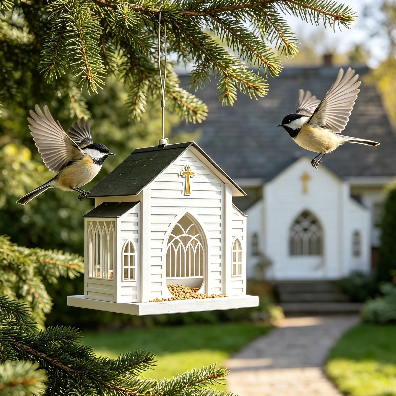 Happy Birds Chapel – Solar Glow Bird House