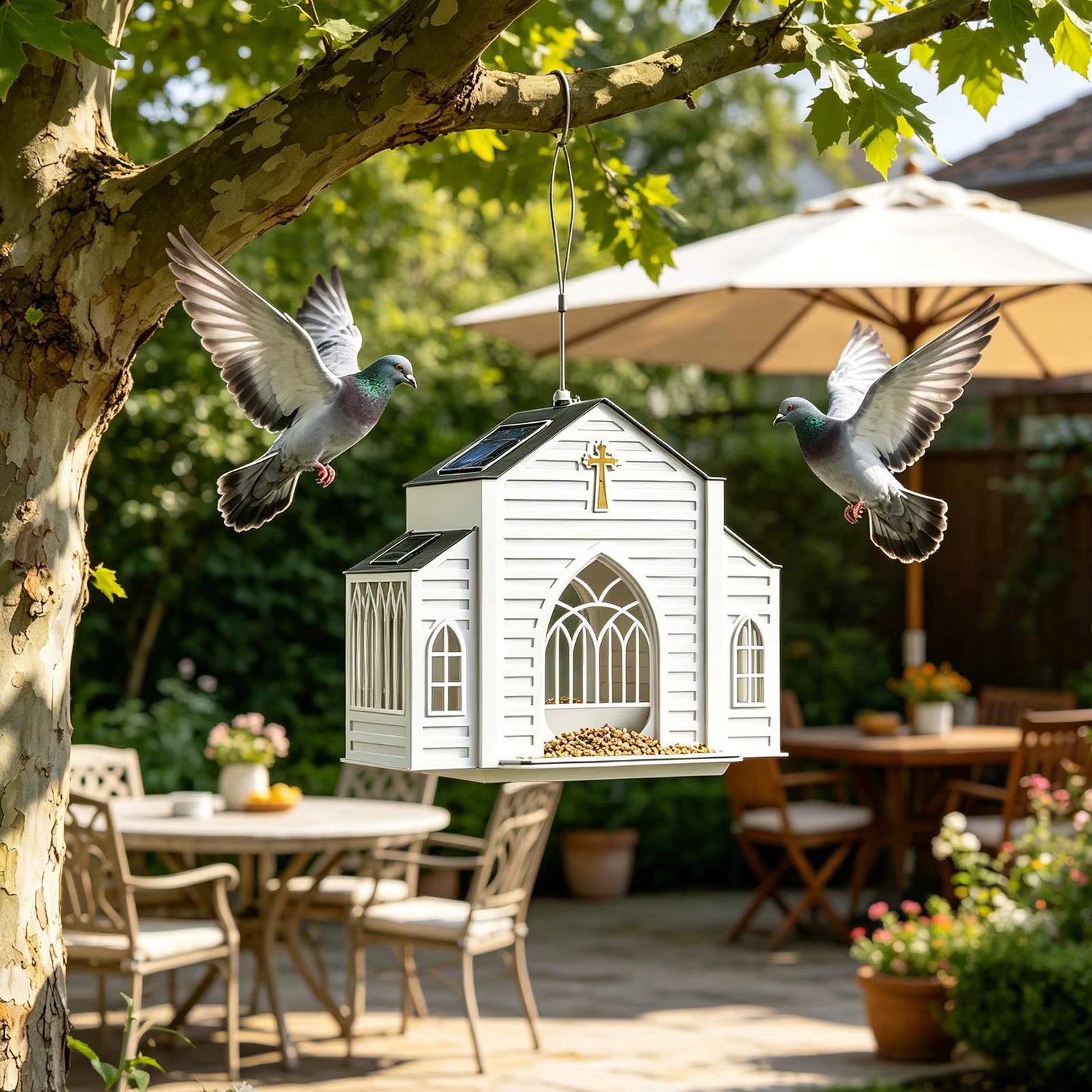 Happy Birds Chapel – Solar Glow Bird House
